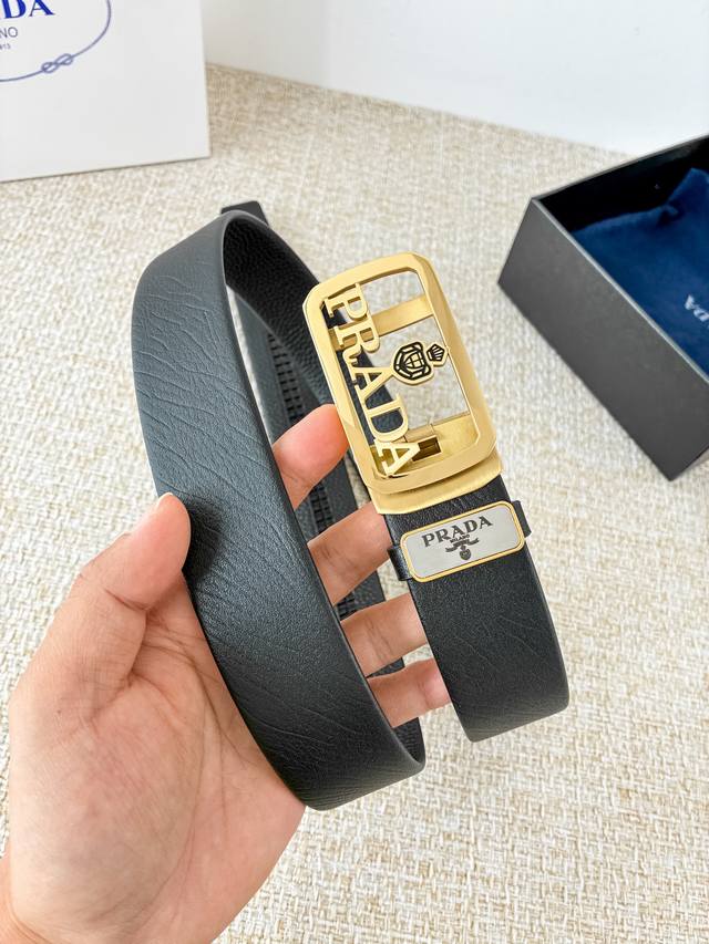 Product Name: Prada Automatic Belt DDD Model: Automatic belt, classic pure stee