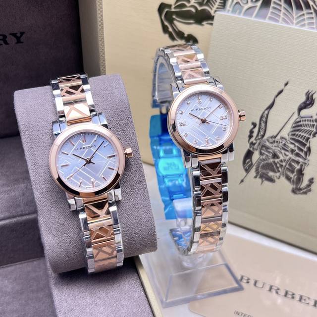巴宝莉-Burberry 都市系列英伦风尚女士石英腕表，简约大气，大方优雅，集浪漫温柔以及运动风范的干脆利落于一身，让你在休闲时刻魅力无限，尺寸26Mm！ DD
