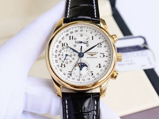 V7版名匠系列八针月相 升级版本 DDD 浪琴-名匠8针月相40Mm，浪琴名匠系列八针月相，316精钢表壳表链，月相盘跟跟原装一摸一样，内置上海全自动机械机芯改