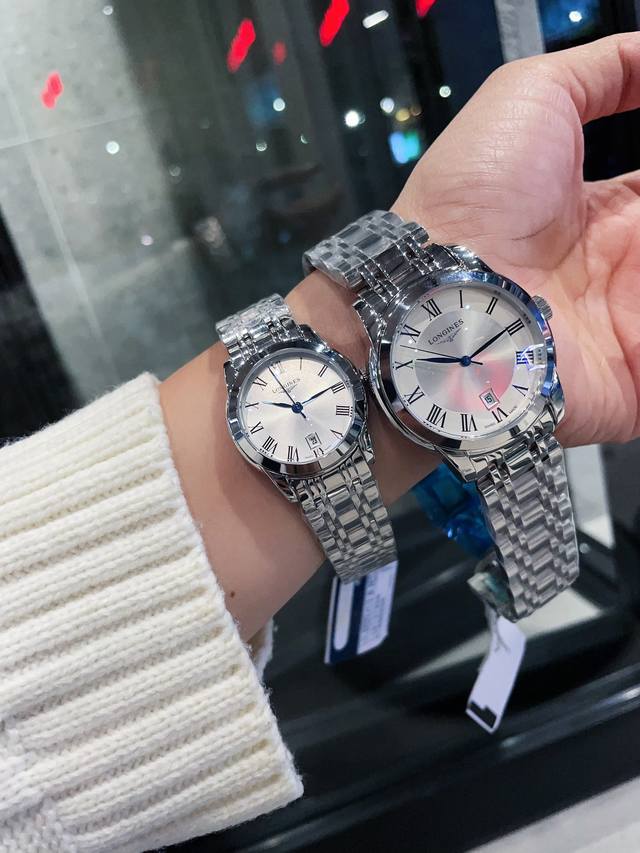 浪琴 Longines 索依米亚情侣对表系列 DDD 原装进口日本石英机芯 316L精钢表壳 钢化镜面 DDD 传统三针设计 3字位日历显示 原装蝴蝶扣 DDD