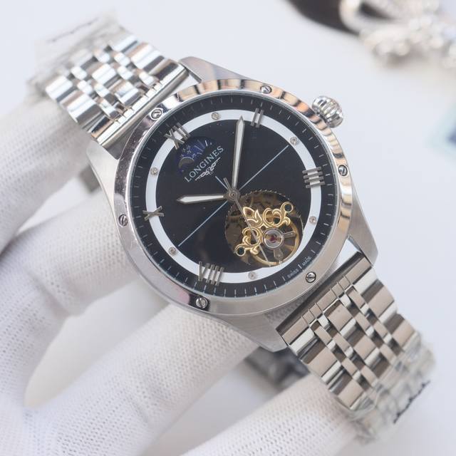 尊享价： 品牌：浪琴-Longines 类型：男士腕表 壳套：顶级版316精钢L 表带：进口小牛皮表带 316精钢表带 机芯：全自动机械机芯 镜面：矿物质防刮镜