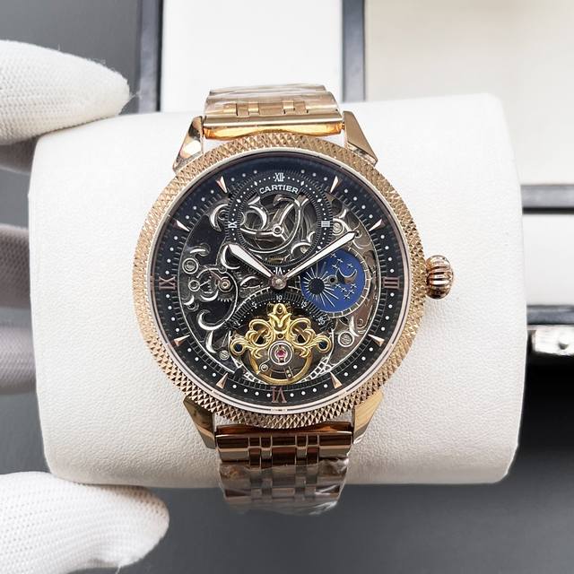 统一价格 卡地亚-Cartier精品男士腕表 尊贵大气 绅士风范 高端矿物质防刮镜面玻璃 耐磨316L精钢表壳 耐磨进口小牛皮表带 全自动进口机械机芯尺寸：40