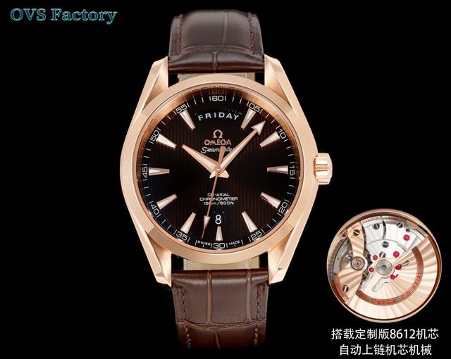 白壳 ，间玫 ，全玫 ，钢带100 Ovs Factory最新力作 市场最高版本 原版1：1开模 欧.米茄Omega海马150M腕表！细节方面： 1搭载定制版8