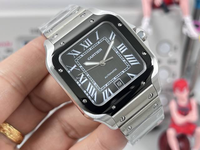 白钢 ，间金 ，全金 ，全拆150，9015机芯50 Bvf Factory出品 男装大号-卡地亚新款山度士 表壳：316材质39.8X47.5X9.08 表盘