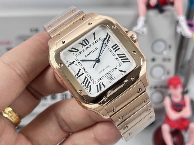 白钢 ，间金 ，全金 ，胶带150，全拆150，90 ，2824钛 ，9015钛 Bvf Factory出品 男装大号-卡地亚新款山度士 表壳：316材质39.