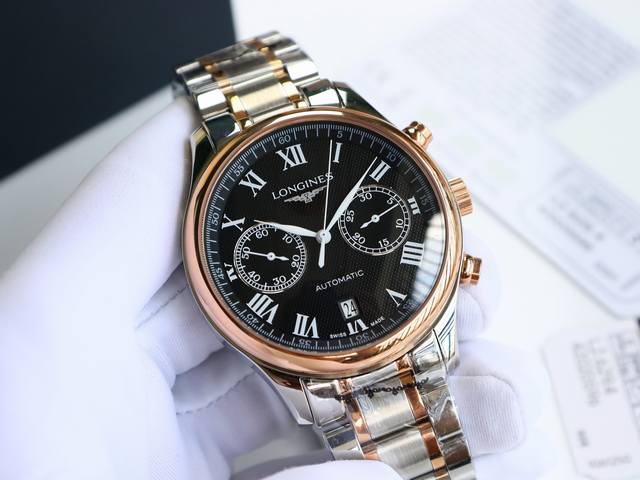 白 -金 V7升级版本2025推荐 浪琴-Lingines 名匠系列制表大师机械手表，新款蓝色经典，多功能4813机芯，经典名匠多功能款式，经典指针，蓝宝石鱼眼