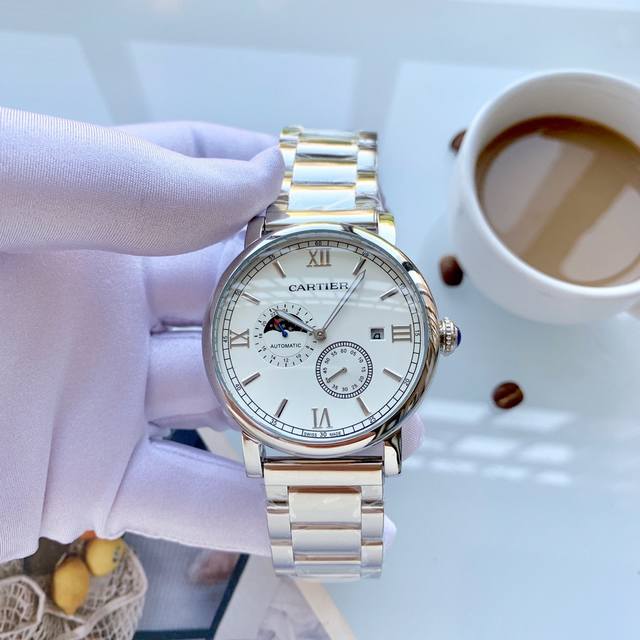 白壳 玫 钢20 新款首发专为男士设计、！热卖爆款 品牌 卡地亚 臻贵卓绝 睿智之作 最佳设计[福] 类型 精致款男士腕表 更卓越 真男人[福] 传奇销量 表带