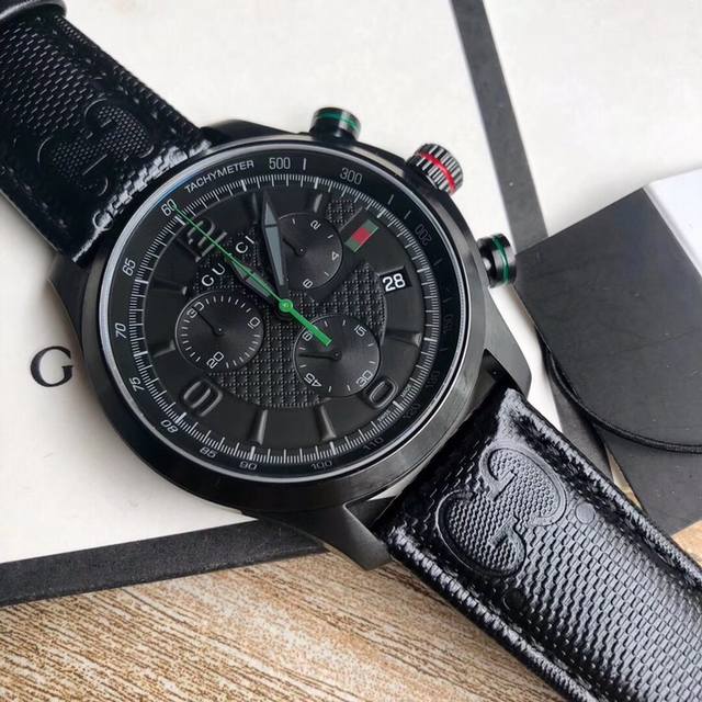 最后一批批 Original Gucci,新款古驰 小蜜蜂皮带男表，大部件原装厂出。原装瑞士eta石英机芯，精致蓝色表面，多功能六针石英机芯表，蓝宝石玻璃，～4