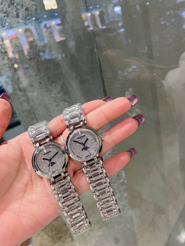 白 金 钻20 浪琴-Longines 爆款浪琴 心月系列石英表手表女简约气质 ！腕表底盖-吊牌-保卡 三码合一 1:1品质 超高性价比、真月相机芯：进口石英机