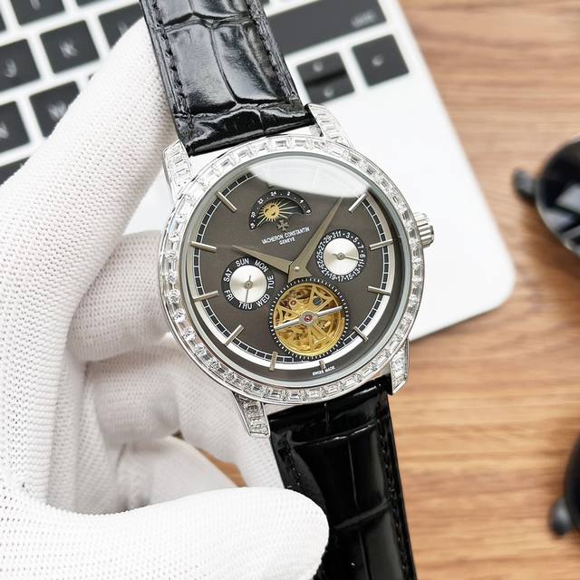 白壳 金 钢带加20 最新出品 江丹诗顿-Vacheron Constanti。阁工楼匠独一无二版 再火创爆奇迹。经典之作升级版！ ①搭配多功能月相陀飞轮机械机
