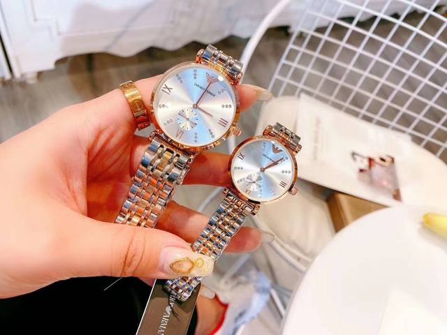 单只 阿玛尼 原单品质 情侣对表到货原单品质 进口 石英机芯全钢壳 蝴蝶扣 高版本跑量款 尺寸：男40M女30M 大量现货