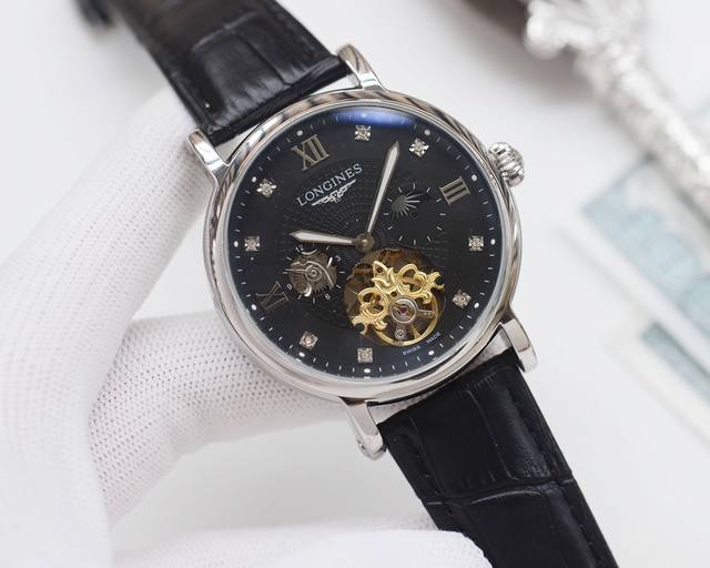 尊享价： 品牌：浪琴-Longines 类型：男士腕表 壳套：顶级版316精钢l 表带：进口小牛皮表带 机芯：全自动机械机芯 镜面：矿物质防刮镜面玻璃 尺寸：直