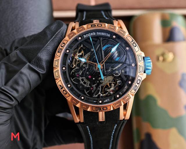 白壳 玫黑 罗杰 杜彼 Roger Dubuis 豪爵 Excalibur 王者系列 自动上链机芯，表壳：46毫米 , Sapphire Crystal Car