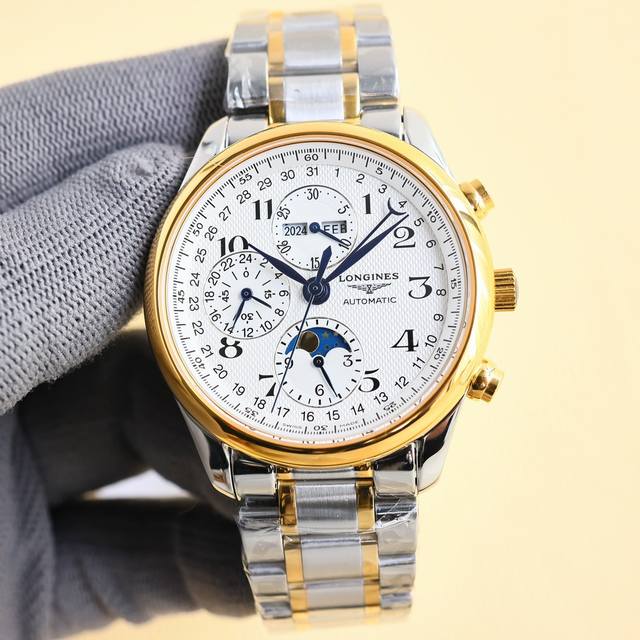 白 金 。 Tt版名匠系列八针月相 销量神奇升级版本浪琴-名匠8针月相40Mm，浪琴名匠系列八针月相，316精钢表壳表链，月相盘跟跟原装一摸一样，内置进口自动机