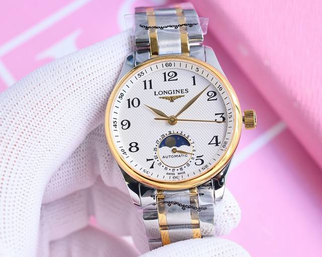 白 金 钢带50 女神必备浪琴全新名匠女款系列l2.409..4.87.4简约优雅尽显从容气度把头拨到第二档位独立快调日历功能！ 表壳 腕表尺寸3412毫米用心