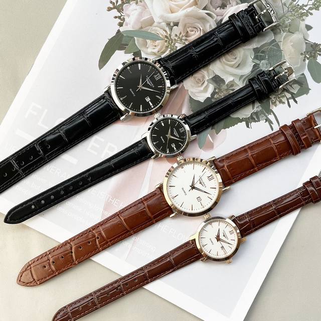 白皮 .金 .钢20浪琴-Longines 情侣对表 原装进口石英机芯 316L精钢表壳 直径男39Mm女29Mm 厚8Mm如果今天的阳光停止了它耀眼的光芒。那