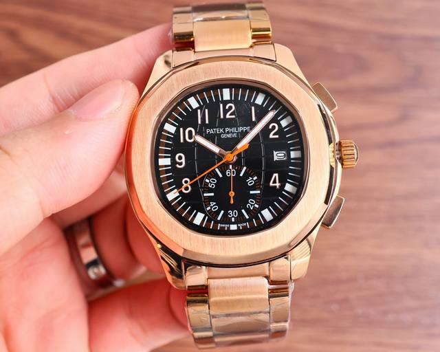 白壳 玫瑰金 百达翡丽手雷3针半机械 Aquanaut 5968A Pp2 顶级进口橡胶表带 夏季手雷的橡胶表带佩戴很舒适 不怕汗水 值得拥有日历功能 新升级表