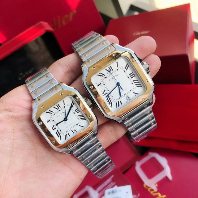 批男款 女款 新款卡地亚山度士男款40Mm。女款35Mm。升级突破点在于其表链采用专利smartlink”表链调整装置 有了快速拆卸表带功能 可以不用任何工具快