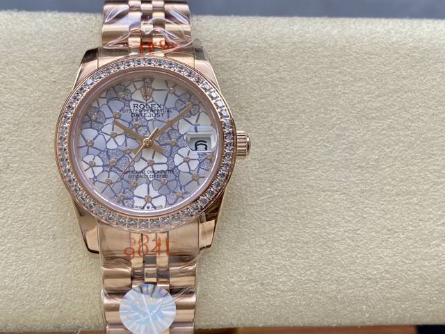 Sk Factory 女款 劳力士rolex 单历 日志型31Mm 直径 31Mm 机芯 搭载全自动机械机芯 圈口 劳力士ringcommand三角坑纹 光圈