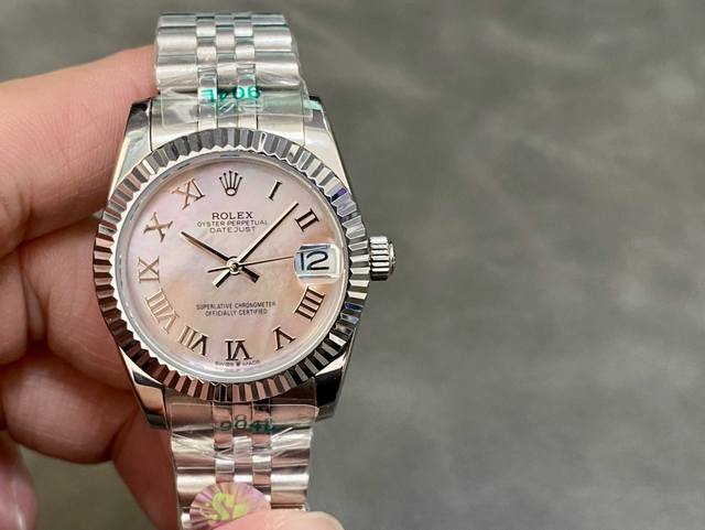 Sk Factory 女款 劳力士rolex 单历 日志型31Mm 直径 31Mm 机芯 搭载全自动机械机芯 圈口 劳力士ringcommand三角坑纹 光圈