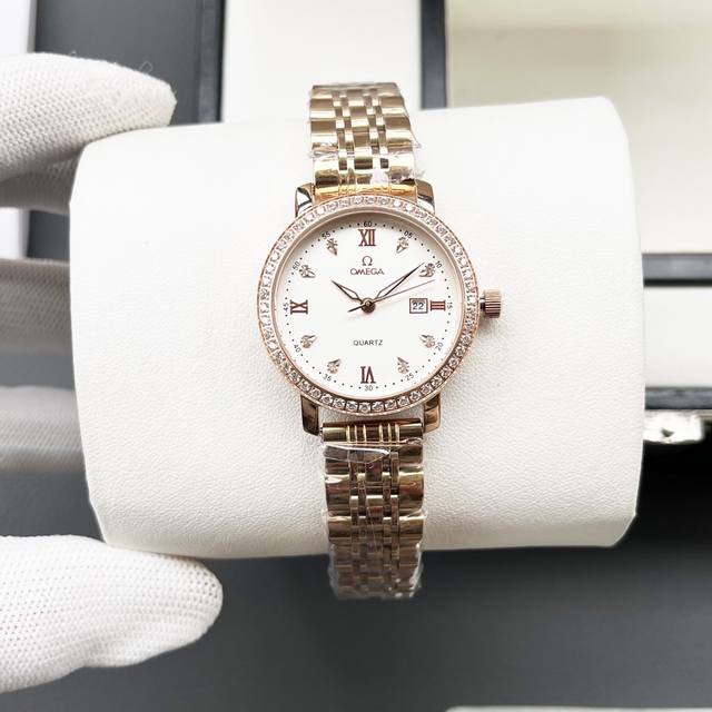 白壳 金壳 钢带+20 陶40 钻+30 Omega欧米茄 时尚女士石英腕表，女神范十足的一款手表，超强时尚设计理念，进口石英机芯，顶级镀膜玻璃镜面，多颜色进口