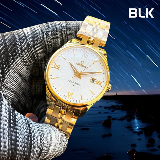 Blk最新升级！全新ω欧米茄男士商务手表全面上市,41Mm直径！背面采用全透明零遮挡设计，8215西铁城原装进口全自动机械机芯！！走时精准，904L精钢结构，可