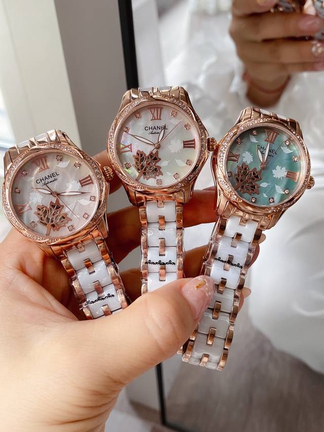 香奈儿chanel 时尚女款，尊贵高端女表 ！奢华大气类型，精品顶级女士腕表，顶级西铁城82So机械机芯 稳定 顶级316精钢 耐用 蓝宝石超强镜面玻璃 高清，