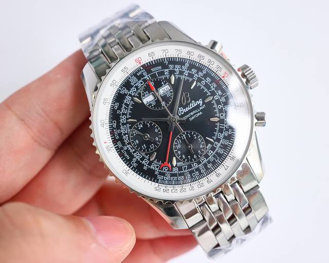 统一价： 百年灵breitling，蒙柏朗计时系列a21033012重磅来袭！ 1这款复杂多功能计时腕表，有日历，月份，星期，24小时显示，计时功能等，盘面凌厉