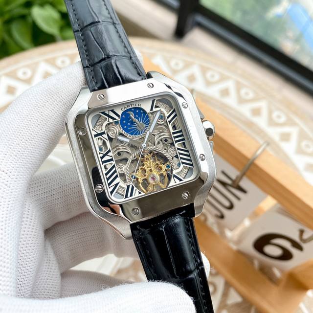 白 -金 钢带+20，卡地亚精品男士腕表，劲爆镂空设计，技艺精湛，独具匠心，尊贵大气，绅士风范。采用全自动机械机芯，顶级316精钢表壳，进口小牛皮表带，矿物质超