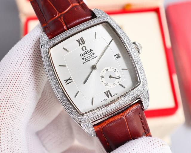 Omega 欧米伽潮男潮流新品男士全满钻壕镶腕表搭载全自动8S63亚洲全自动进口机械机芯904L精钢表壳 意大利小牛皮表带 超清高强度宝石镜面，品质保证 白领