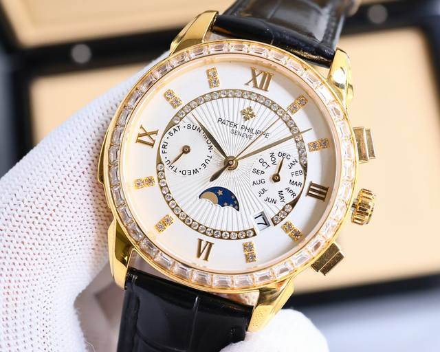 白 -金 百达翡丽复杂功能计时系列上市 Patek Philippe 贵族的艺术品！搭配进口9100多功能机芯 0返修 功能 24小时,星期，星辰，月份 进口3
