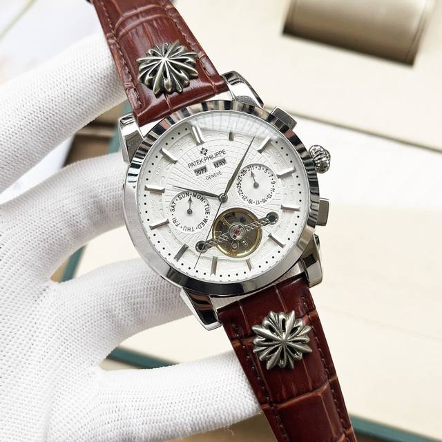 金白同价： ，百达斐丽-Patek Philippe 男士腕表 商务休闲 全新多功能风格 自动机械机芯 直径42Mm 厚底12Mm 钢化玻璃 316精钢壳套 底