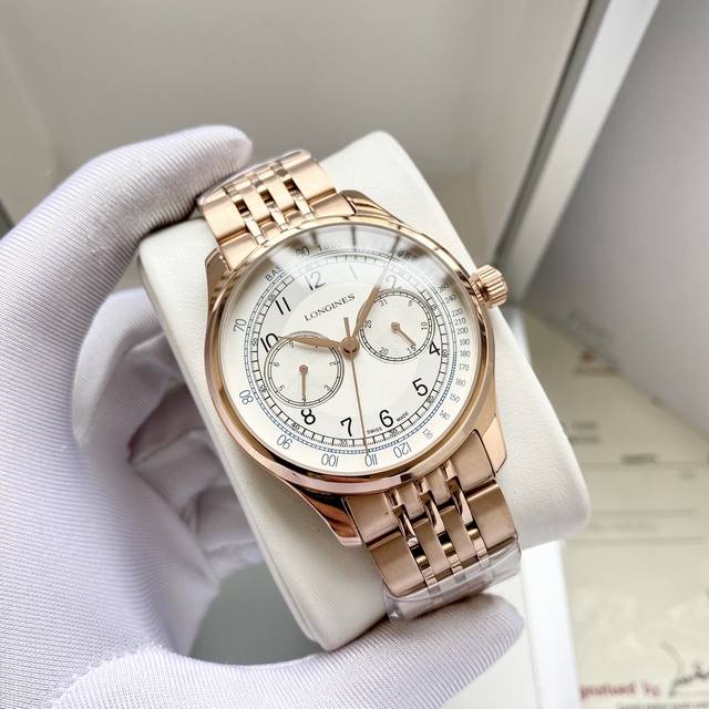 白壳 ，玫瑰金 ，钢带+20。 全新风格 经典热卖 浪琴-Longines 男士腕表 全自动机械机芯 矿物强化玻璃 316L精钢表壳 精钢表带 简约时尚 商务休