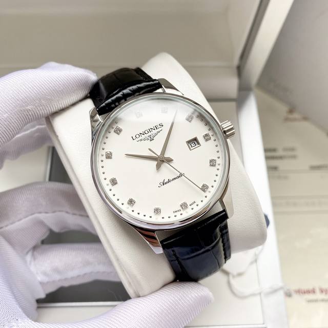 白壳 ，金壳 ，钢带+20。 简约风格 优雅大方 浪琴-Longines 男士腕表 全自动机械机芯 矿物强化玻璃 316L精钢表壳 真皮表带 时尚设计 商务休闲
