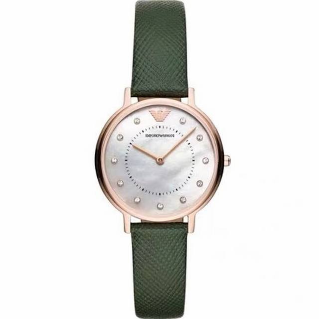 支持香港、美国直邮。正品！ 全国联保！Armani 阿玛尼 官网最新款 简约两针镶钻刻度 蜥蜴纹理皮带女表 轻熟女首选 官网型号：Ar11150 尺寸：32Mm