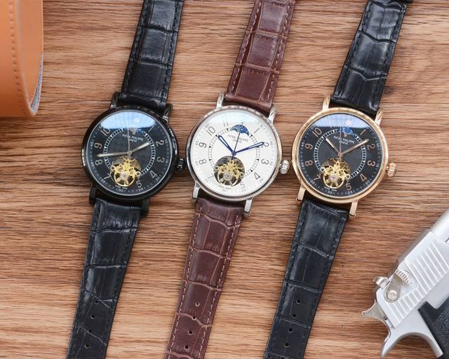 男人挚爱 飞轮腕表 最新 ：百达菲丽最佳设计独家首发 类型 ：精品男士腕表 表带 ：真牛皮表带 机芯 ：高端全自动机械机芯 镜面 ：矿物质强化玻璃 更高清 品味