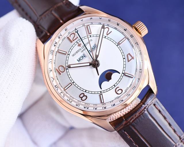 大气磅礴 : 白 玫 Gr力作 Vc江诗丹顿伍陆之型 Fiftysix全日历系列 腕表 型号 4000E 000A-B548 B439 B438 B065 表壳