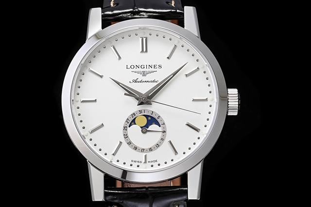 白 金 正版开模-Tws台湾厂最新力作浪琴longines经典复古系列1832型号机械男表：L4.826.4.92.2月相腕表登场！简约优雅尽显从容气度！ 1.
