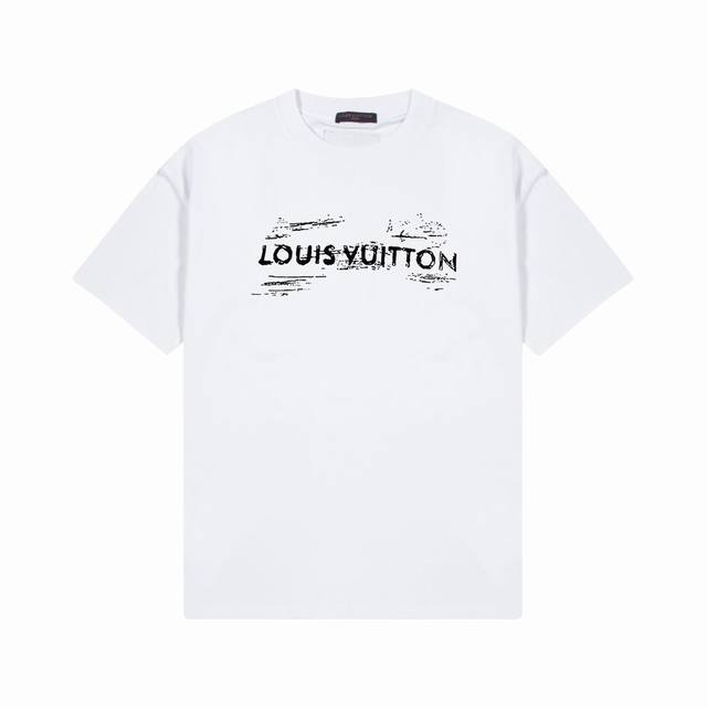 Louis Vuitton 路易威登] 2024Fw春夏新款 Lv字母印花短袖t恤 280克双纱26支纯棉面料 四标齐全 带logo包装袋+雪梨纸 男女同款 颜