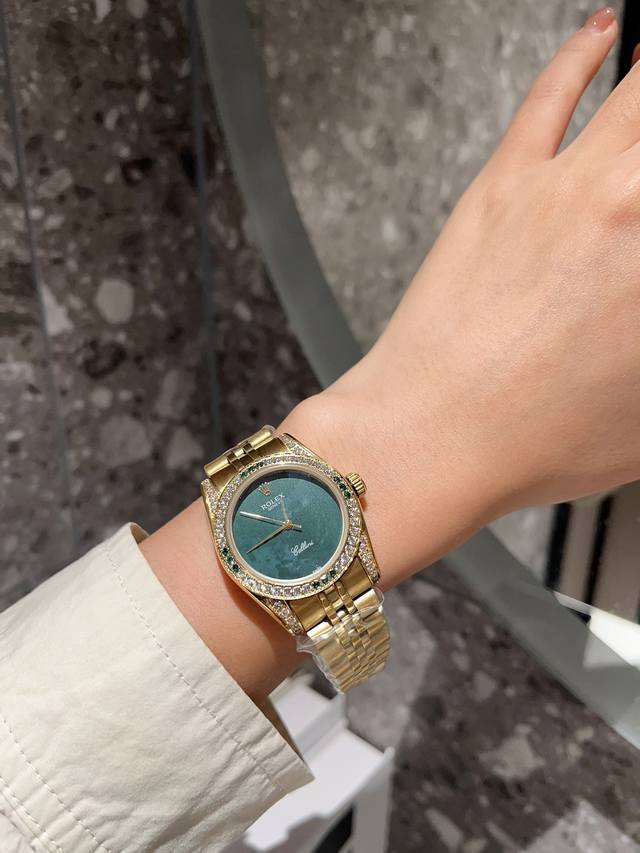 满钻壳 白 金 劳力士 日志 系列经典女款 实芯钢带-原装压扣 进口机芯 小红书火爆推荐 设计显出独特高贵优雅女神气质！316精钢表壳搭配施华洛世奇水晶钻石，纯