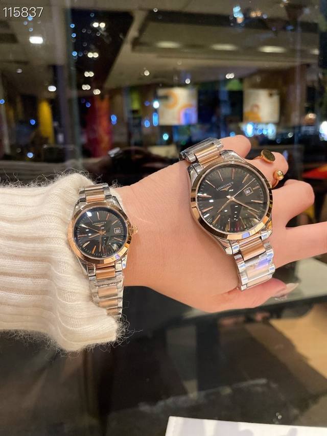 一圈是你一圈是我 时刻在一起 活动款 买手表送环环相扣情侣手链 白 金 浪 琴 Longines 索依米亚女表系列 原装进口日本石英机芯 316L精钢表壳 钢化