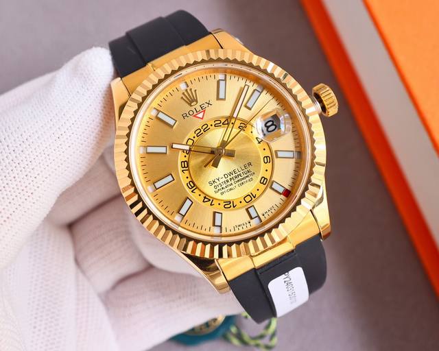 统一价： 18K包金 持中国gtc检测机构证书，二维码联网可查询！一表一码 支持再次复检 劳力士天行者 纵航者型sky-Dweller采用原装18K工艺内焊接头