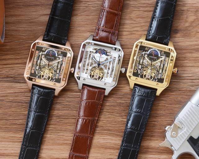 品牌：卡地亚八角形新品镂空设计 类型：精品男士腕表 表带：真牛皮表带 机芯：全自动机械机芯 镜面：矿物质强化玻璃 品味高雅 浩瀚大气 匠心独运 腕间瑰宝 尺寸：