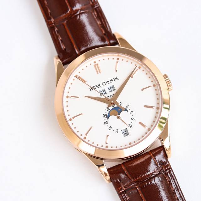 白 金 新推市场最高版本 百达翡丽 Pp 复杂功能计时5205G腕表！ 1历经两年不断对机芯进行改造与调试，一贯追求以原装工艺为目标！ 2直径38.5Mm！ 3