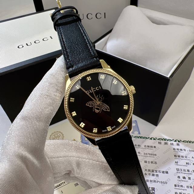 白 ／金 ］ 古驰gucci新品蜜蜂！原单品质 最超高性价！独家实拍古驰新款g Timeless Slim系列新表，整体设计太好看了，所以必须马上来这里给大家种