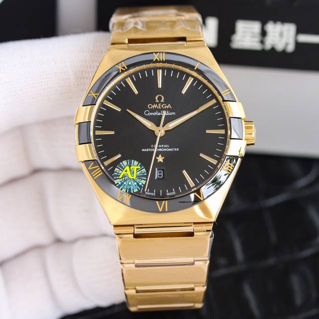 白 全金全玫各50 2024最新爆款热销单品 欧米茄第五代星座陨石面系列男士机械腕表，全新原装尺寸41Mm腕表！全新进口自动机械机芯改装，订制8900机芯原装特