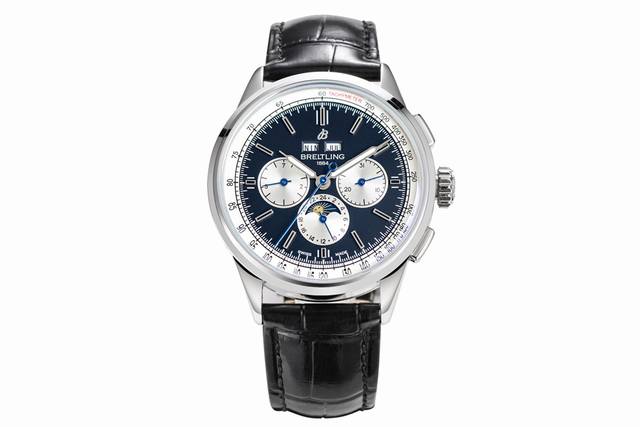 白 金 Gf Factory 百年灵璞雅系列 依然秉持着原单品质，最顶级的做工，强烈推荐！ 直径 42Mm,同步正品尺寸 表带 采用小牛皮表带与正品表带完全一致