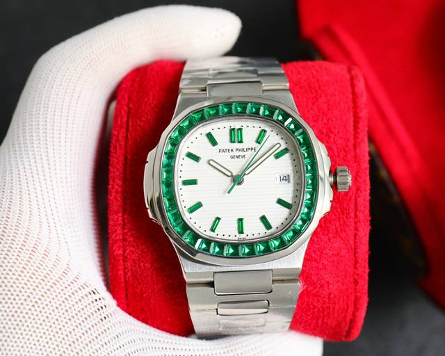 Pp百达翡丽 珠光宝气，颜色齐全，颜色至尊至贵 T方镶钻圈口字面钢带 百达翡丽鹦鹉螺5711镶钻限量版系列 Sf出品，给您最奢华的体验 精钢材质和钻石的完美搭配