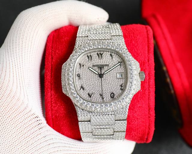 圈口 钢带 圆镶钻 统一 圈口 钢带 T方镶钻 统一 Patek Philippe 最新大镶钻圈口，Pp百达翡丽 Nautilus 5711 白金鹦鹉螺系列腕表
