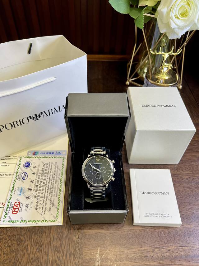 B H 图片同款套包装25 阿玛尼六针男士手表代购级别，真正的原单品质，原装机开模，原装机芯，原装裸钻扣，全钢机身，品质无敌，爆款男士腕表强势回货，卖过的都知道